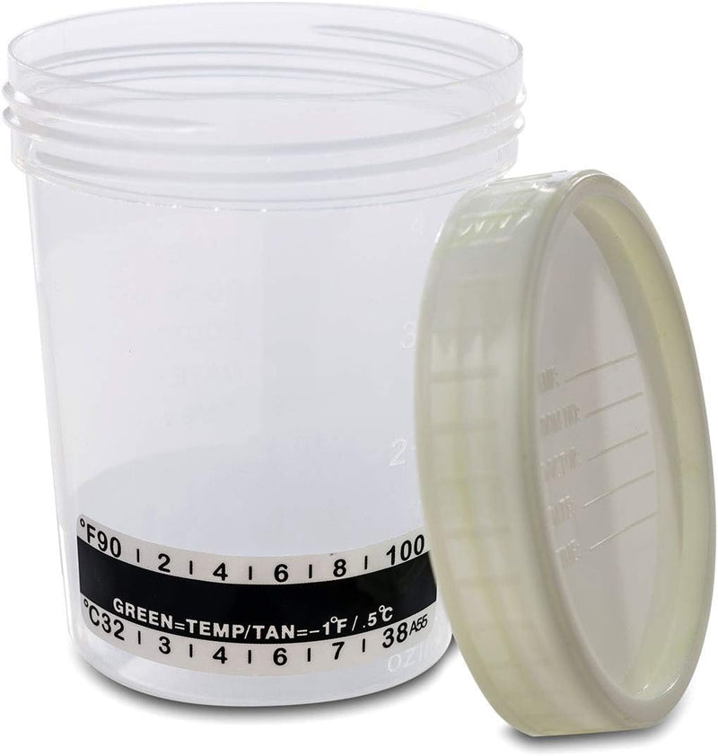 Sterile Urine Cup / Sample Cup Screw Top 120ml with Temperature Indicator Pack of 5