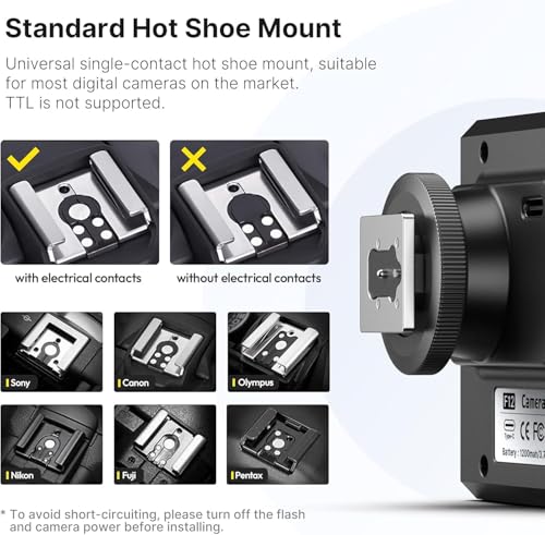 Ulanzi F12 Camera Mini Flash, GN12/CCT 5600K Speedlite for Canon Sony Black