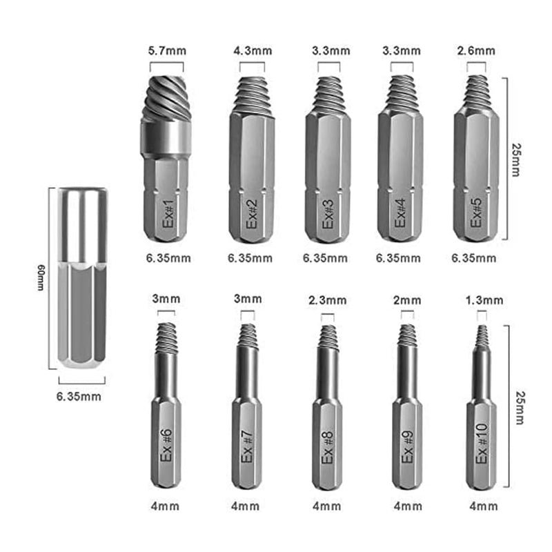 Treki 22 Pieces Damaged Screw Extractor Professional Left Extractor, HSS Broken Screw Remover Extractor Kit with 6.35 mm Bit Holder, Screw Remover for Remover, Stripped 2-12 mm Screws