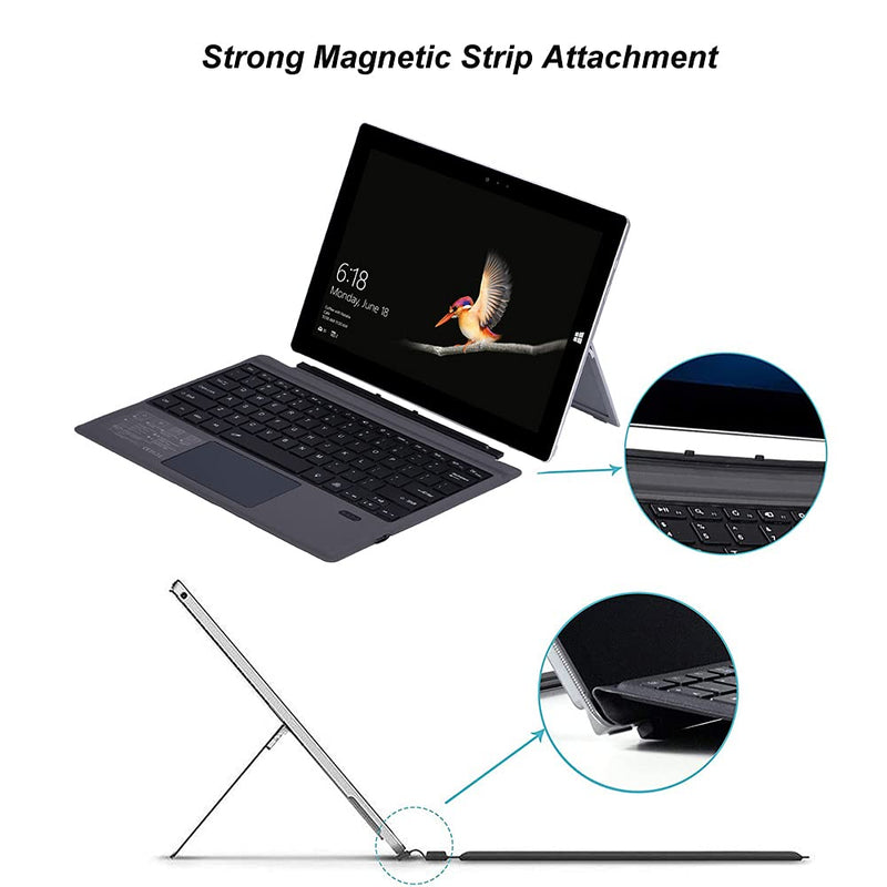 Surface Pro 7 Wireless Bluetooth Keyboard with Touchpad 7 Color Backlit Rechargeable Battery Detachable Keyboard for Microsoft Surface Pro 4/5/6/7/7+