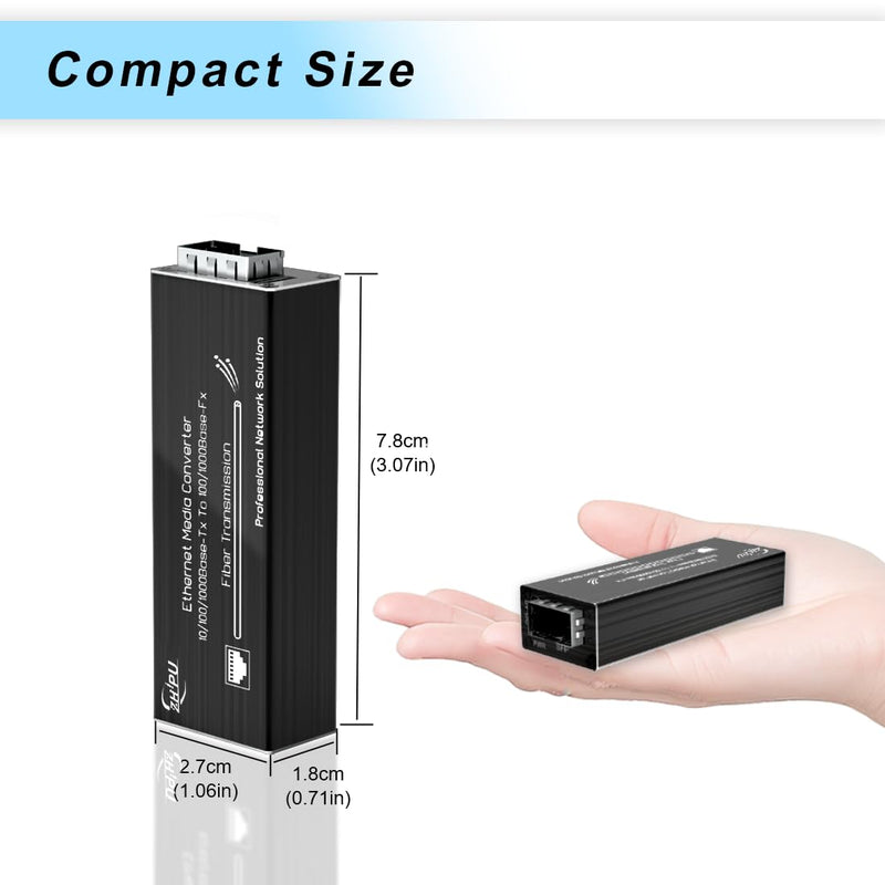 100/1000M SFP Fiber Media Converter A Pair SM 20km DC5V Power Input | Automatic Speed Detection,Compatible With 155M/1.25G SFP Module,3.11 x 1.06 x 0.71 inches,USB Type-C Power Input SMSF