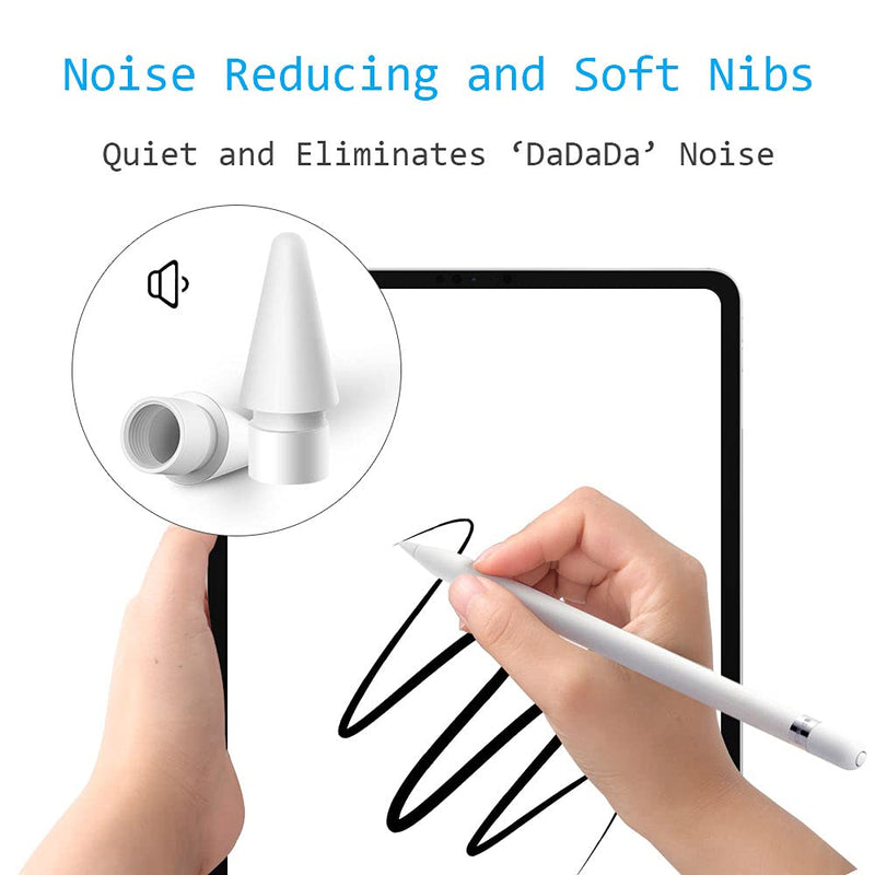 MJKOR [2021 New] Soft Noise Reducing Tip Replacement for Apple Pencil 1st & 2nd Generation (4 PCS) 4 PCS (Model: 2B)