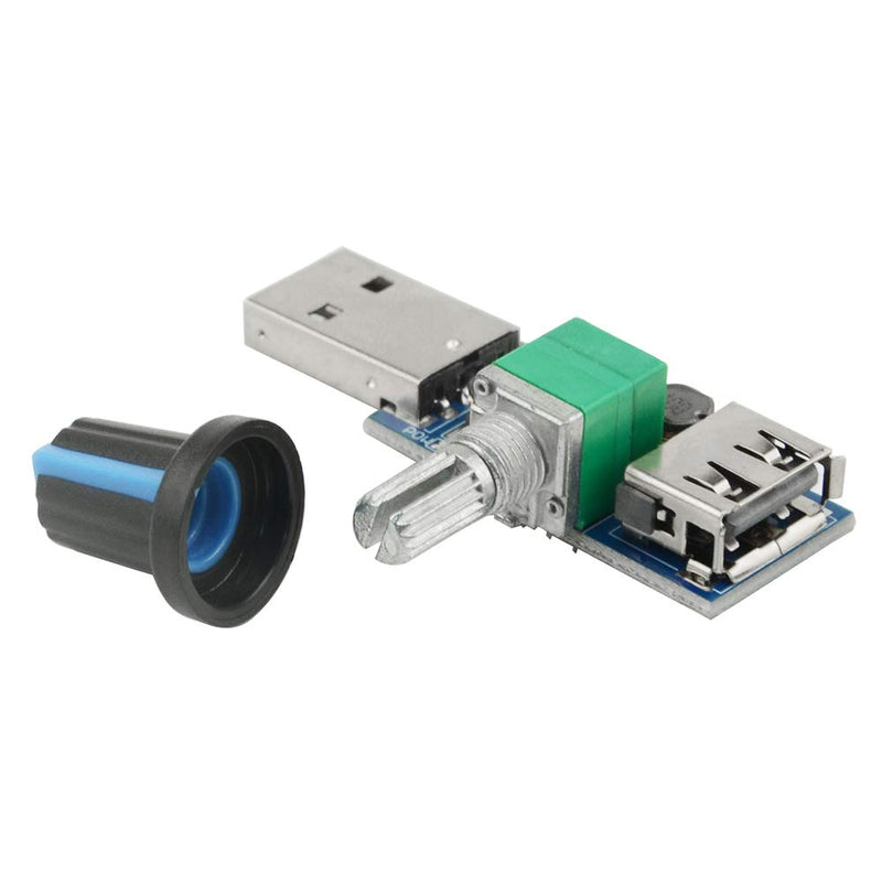 XINGYHENG 3Pcs 5W Mini USB Fan Air Volume Speed Stepless Governor Module USB Speed Controller DC 5V USB Male input DC4-12V to 2.5-8V and Speed Control Knob with Switch Function