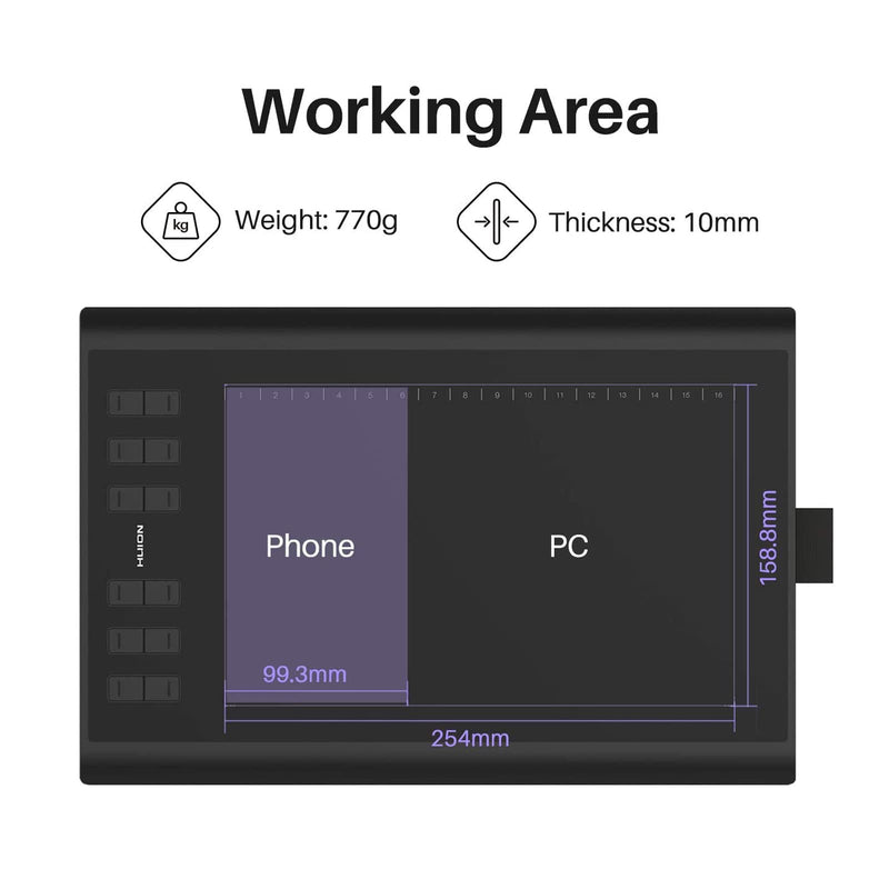 HUION Inspiroy H1060P Graphics Drawing Tablet and Palm Rejection Artist Glove