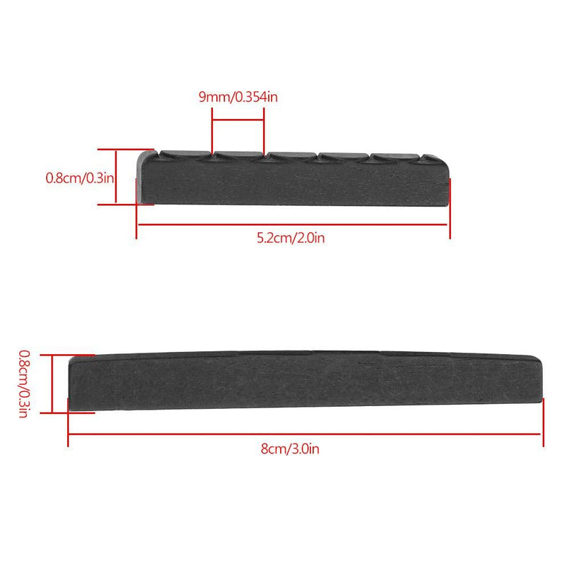life Guitar Ebony Nut and Saddle, 1 Set 2 PCS Ebony Nut and Saddle for Classical Guitar Parts for Acoustic Guitar Nut