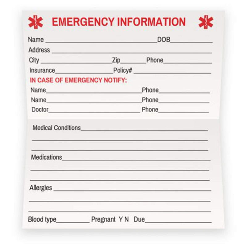 Medical Condition and Emergency Contact ID Wallet Card Folding, Medical Alert Card (10 Pack) 10