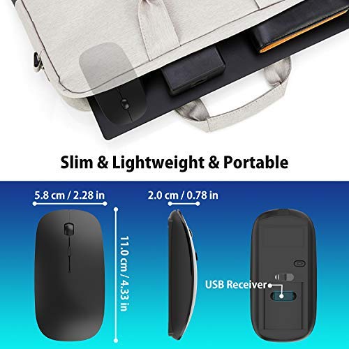 OKIMO Rechargeable Wireless Mouse, 2.4Ghz Silent Computer Office Portable Slim Optical Mouse with USB Receiver Type-C, 3-Level Adjustable DPI for Laptop, Computer, MacBook, Notebook, PC (Black)