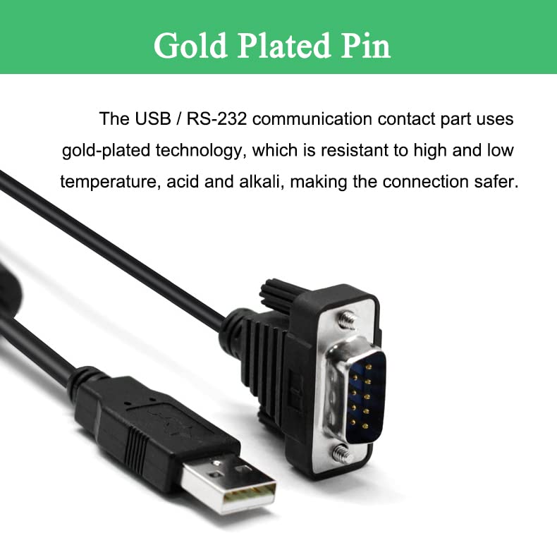 USB to 4-Port 9-Pin RS-232 Cable Converter, 4.9FT USB V2.0 to DB9 RS232 Serial Adapter Gold Plated for Win 10/8.1/8/7/Vista/XP/Mac UT-8814