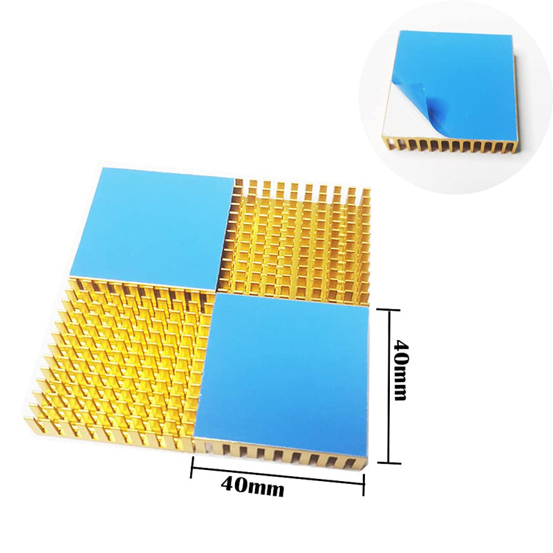 CTRICALVER Aluminium Heatsink, Black Radiator Cooling Radiator 40 mm x 40 mm x 11 mm with Thermal Adhesive (4 Pieces)