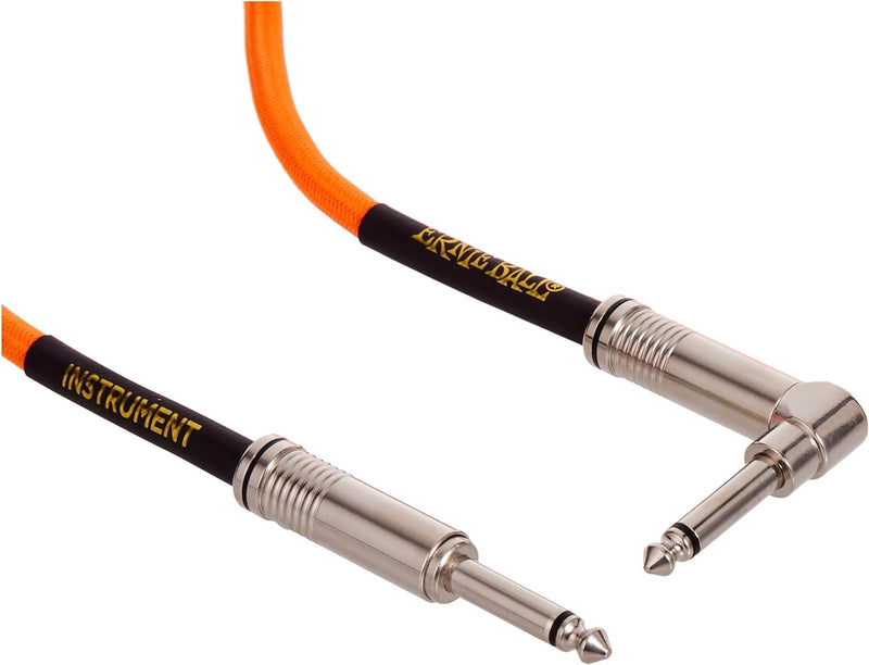 [AUSTRALIA] - Ernie Ball Braided Instrument Cable Set Straight/Angle Length10ft in Neon Orange (P06079) - Pack of 2 