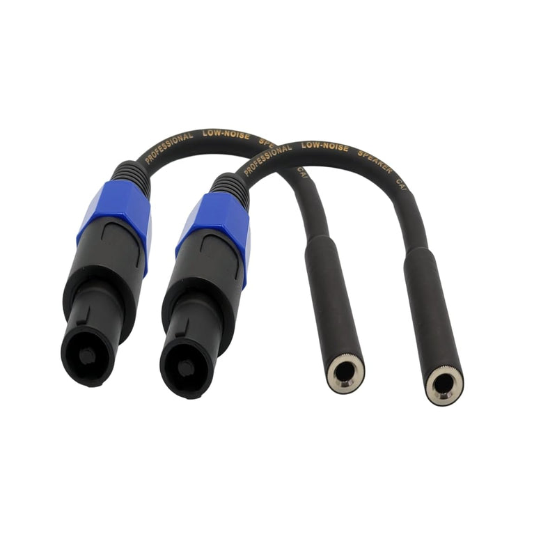 1/4 TS Female to Speakon Speaker Cables, Speaker Plug Adapter 1/4" to Twist Lock Speak-On, Speakon to 6.35 mm Mono Jack Adapter - 2 Pack 6Inch