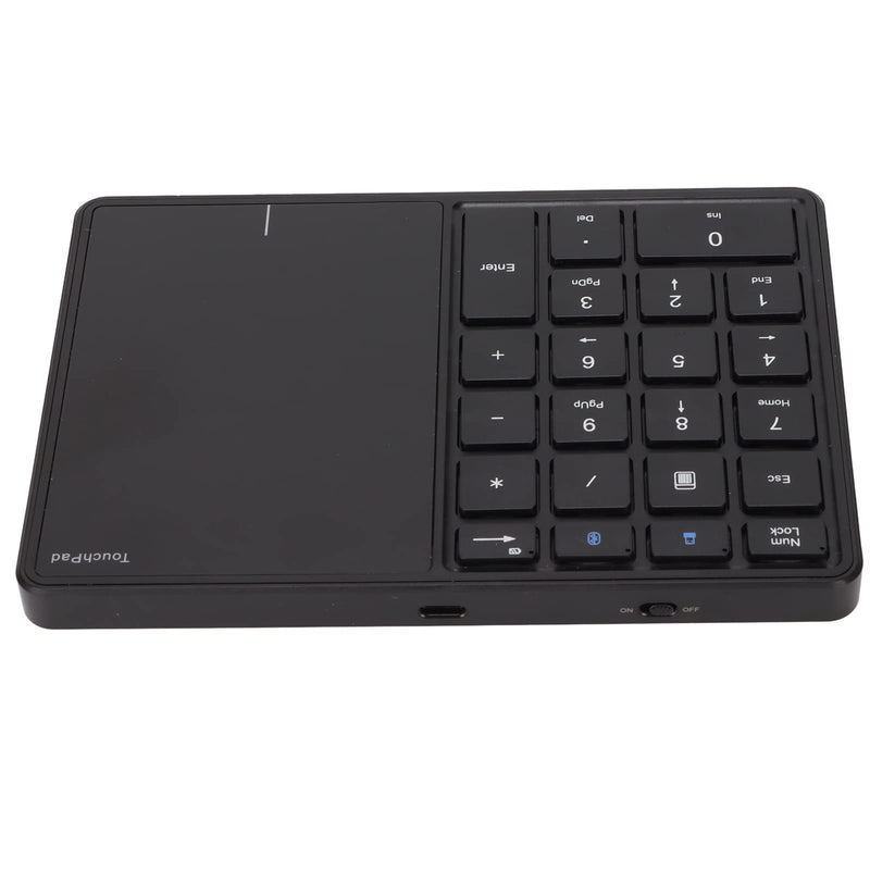 Sanpyl Numeric Keypad, 2 in 1 22 Keys 2.4G Touchpad Bluetooth 4.2 Number Pad, Type C Charging 500mAh Financial Accounting Keyboard, for Laptop, PC, Desktop(Black) black