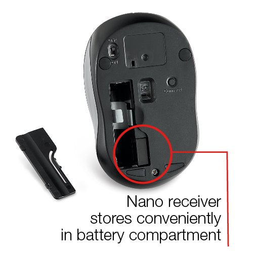 Verbatim Wireless Silent Mouse 2.4GHz with Nano Receiver - Ergonomic, Blue LED, Noiseless and Silent Click for Mac and Windows - Graphite, 1.4" x 2.3" x 3.7" Graphite Mouse