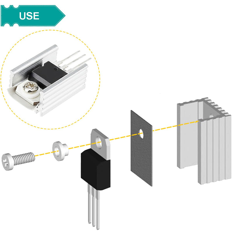 20 pcs IRLZ34N Mosfet Transistor N-Channel 30A 55V IRLZ34NPBF in-line MOSFET Transistor TO-220AB with Aluminum Heatsink Screwdriver Mounting Kits,for DIY
