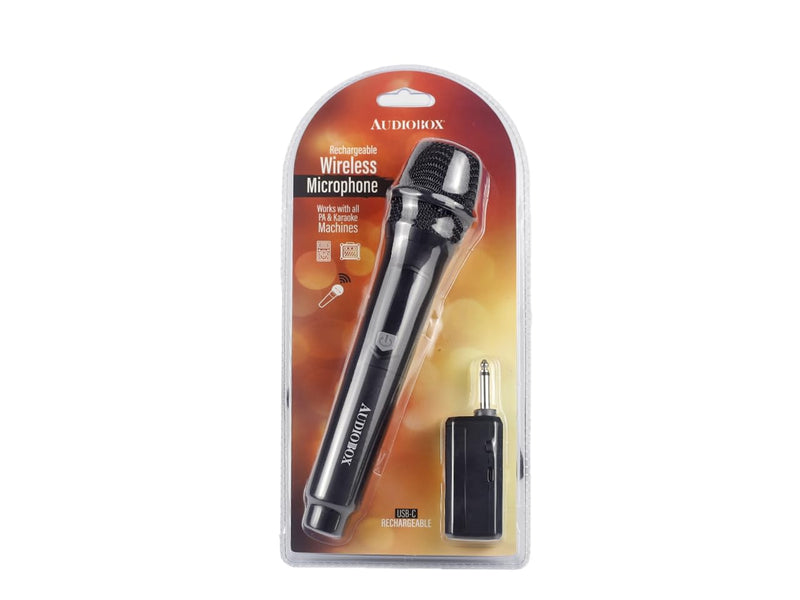 [AUSTRALIA] - Audiobox Wireless Microphone, UHF Metal Dynamic Handheld Multipurpose Mic with Rechargeable Receiver (4hrs), 160ft Range, for Karaoke Machine, Amplifier Speaker, Mixer, Church, PA - Black (2) 2 