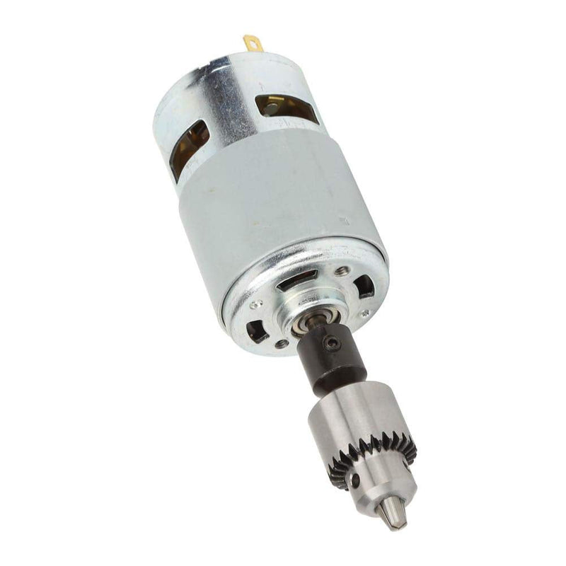 12-30 V Micro Motor Set 775 High-Performance Large Torsion Electric Motor Ball Bearing Shaft with Fan, Chuck, Wrench and Shaft Sleeve