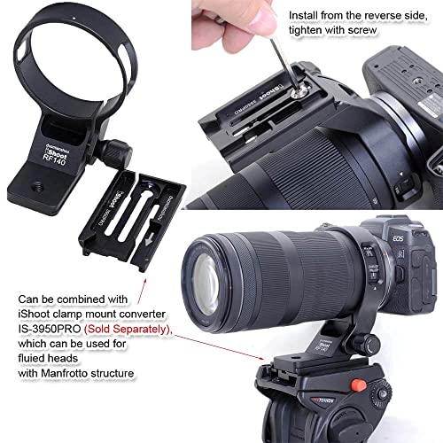 iShoot Metal Lens Collar Tripod Mount Ring Compatible with Canon RF 100-400mm f/5.6-8 is USM, Lens Support Holder Bracket Bottom is Arca-Swiss Fit Quick Release Plate Dovetail Groove