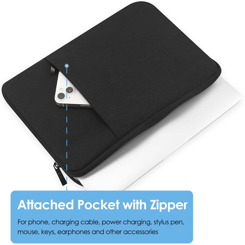 ProElife 13-Inch Laptop Sleeve Case for 2024-2022 MacBook Air 13.6 inch with Apple M3 M2 Chip & 2022 MacBook Pro 13.3 inch M2 Chip Accessory Traveling Carrying Canvas Bag Cover Simple Case (Black) Black