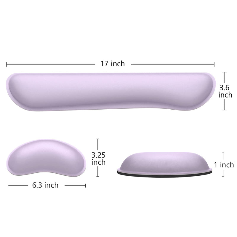 Dapesuom Enlarge Keyboard Wrist Rest Pad,Memory Foam Set Wrist Cushion Support for Easy Typing & Pain Relief,Mouse Wrist Pad,Anti-Slip Wrist Support for Gaming,Computer, Laptop, Office,Vanilla Purple Vanilla Purple