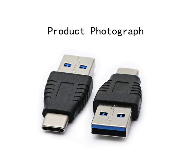 Type-C Male to USB3.0 Male Adapter，USB C to USB A 5G 3A Converter, USB 3.1 AM to cm Support Data Synchronization and Charging, Suitable for Mobile Phones, Computers, Notebook Computers,2-Pack