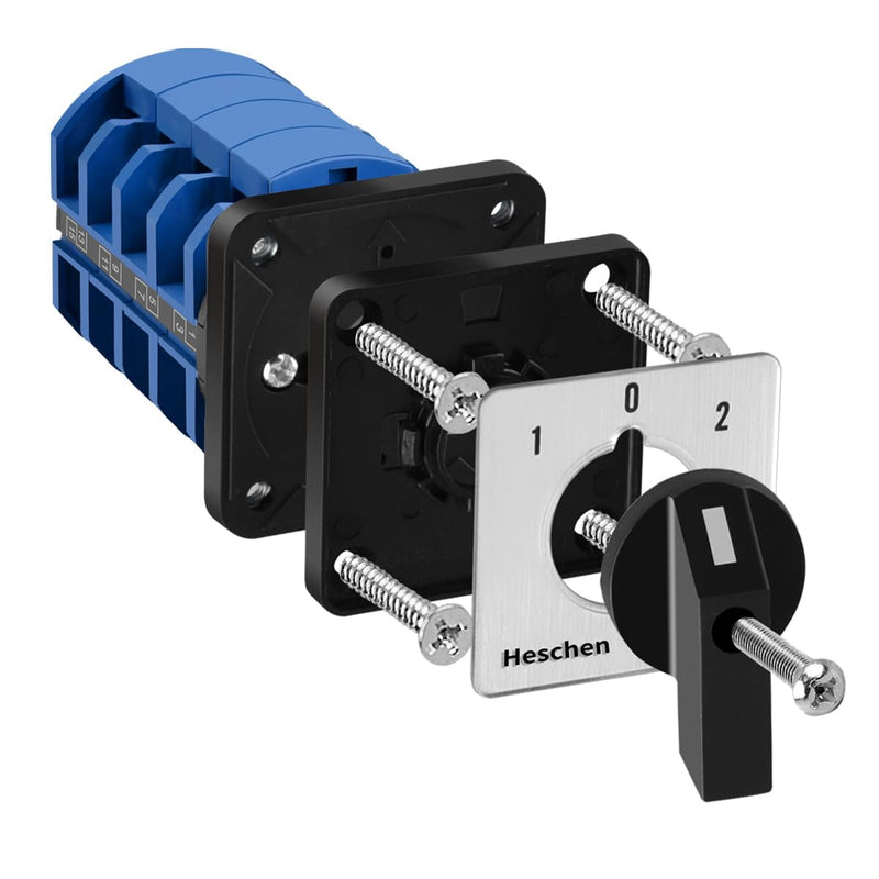[AUSTRALIA] - Heschen Universal Rotary Cam Selector Changeover Switch, SZW26-63/D404.4, 660V 63A, ON-Off-ON 3 Position 4 Phase, 4NO+4NC, 16 Terminals, CE 