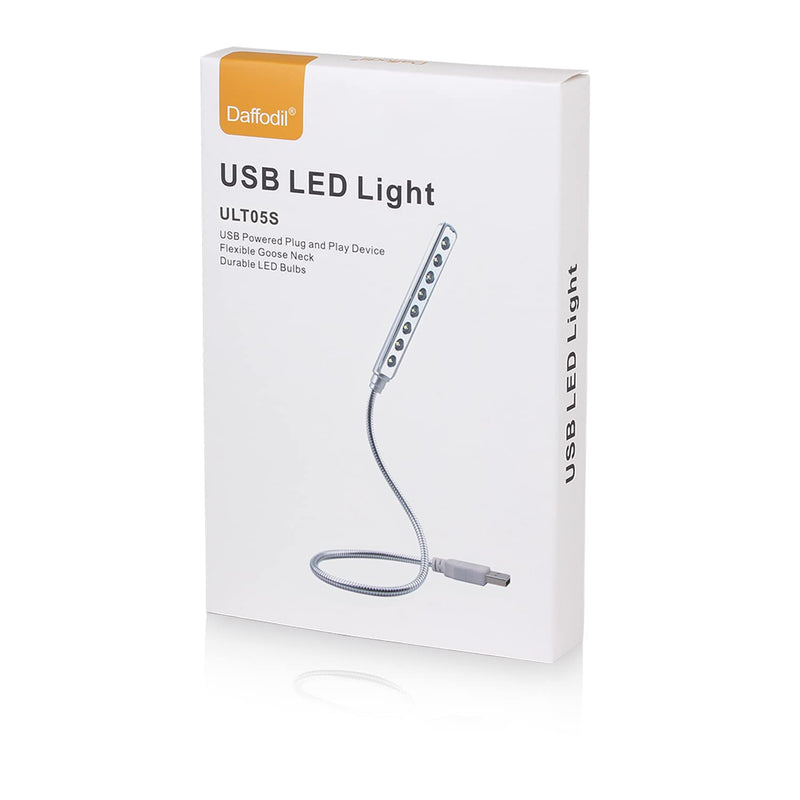 USB LED Light - 8 Super Bright LED Reading Lamp - No Batteries Needed - PC & Mac Compatible (ULT05 Silver)