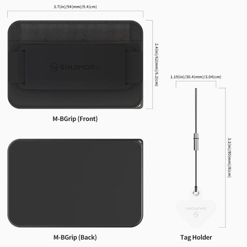 3 in 1 Magnetic Card Holder, Sinjimoru Magnetic Wallet for MagSafe as Cell Phone Wallet Stick On with Phone Grip Holder & Mobile Phone Kickstand iPhone 15 14 13 12 Series. M-Bgrip Black