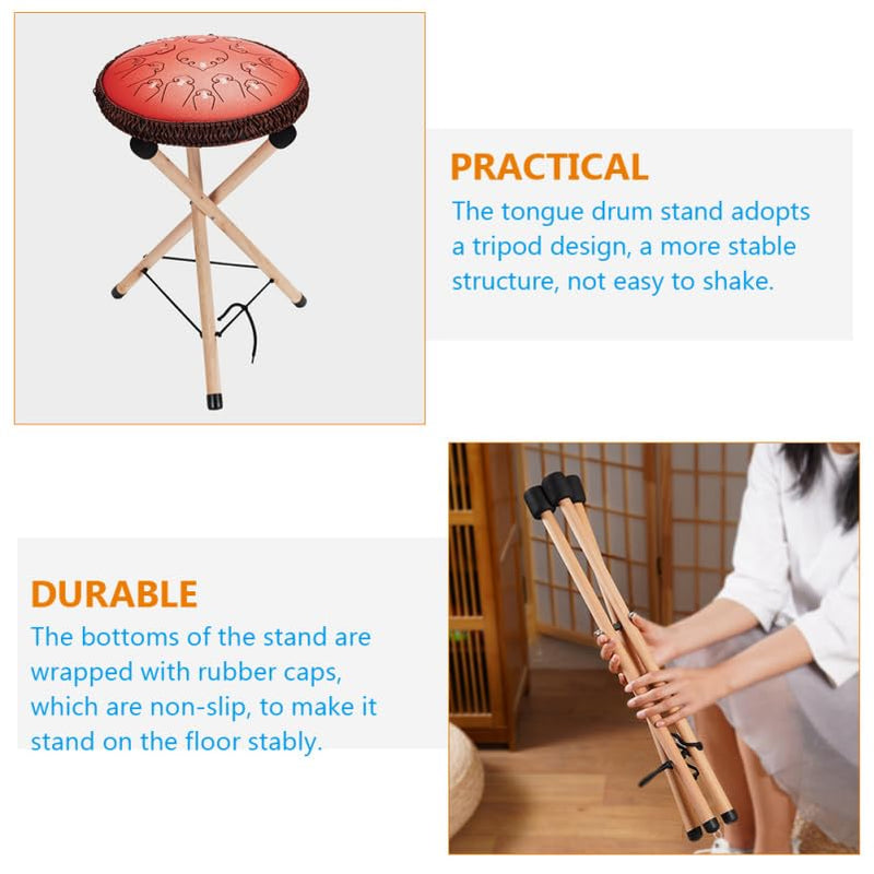 VICASKY Handpan Stand Steel Drum Hand Pan Bongo Stick Display Holder Sticks Rack Car Mounted Lightweight Djembe Floor Tongue Wood Bracket Vaguelly Portable Tripod Show Racks For Drums Instruments