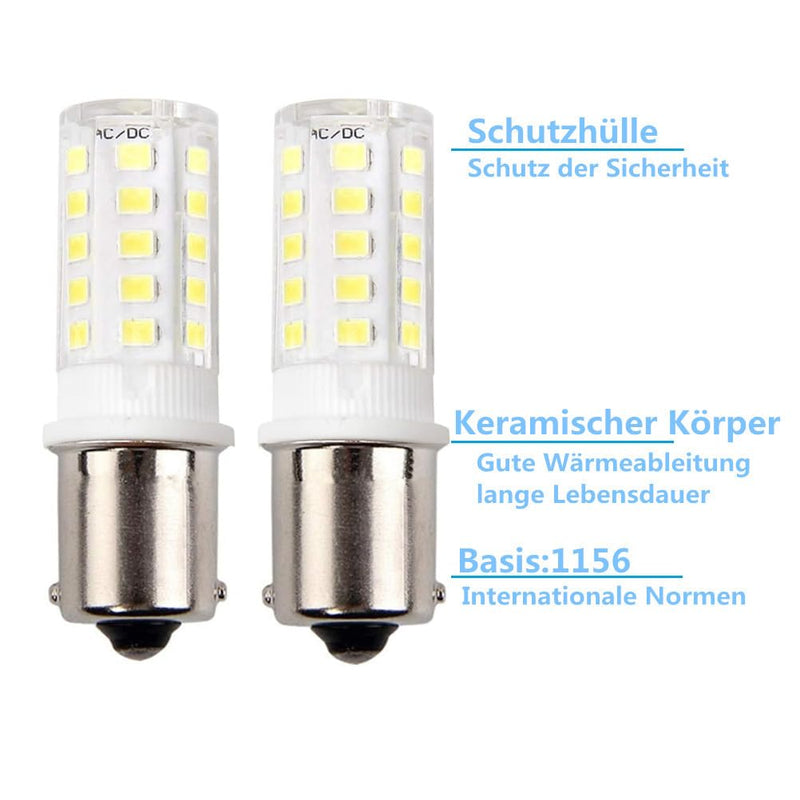 HRYSPN 1156 12 V 24 V Light Bulb, 5 Watt, White Light, Single Contact with Protective Case for Outdoor Landscape Lighting, etc. (Pack of 2)