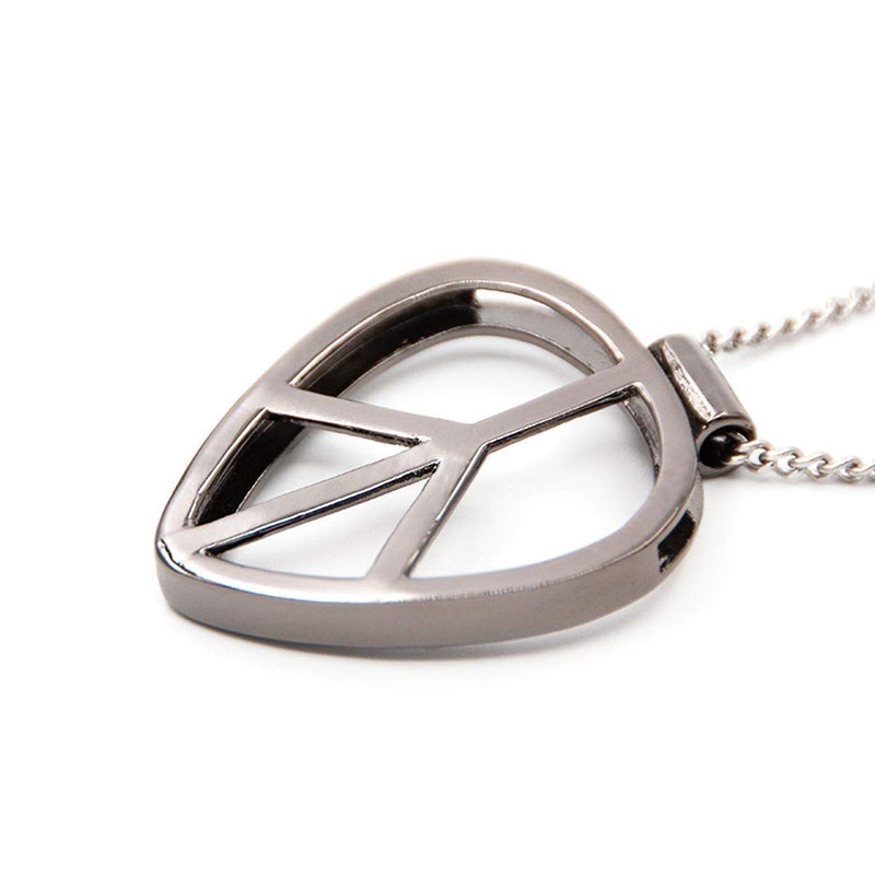 Peace Shaped Guitar Pick Holder Necklace for Guitarists/Guitar Picks Keeper Storage Pendant Necklace Stainless Steel Music Lovers Musicians Gifts Metal Black