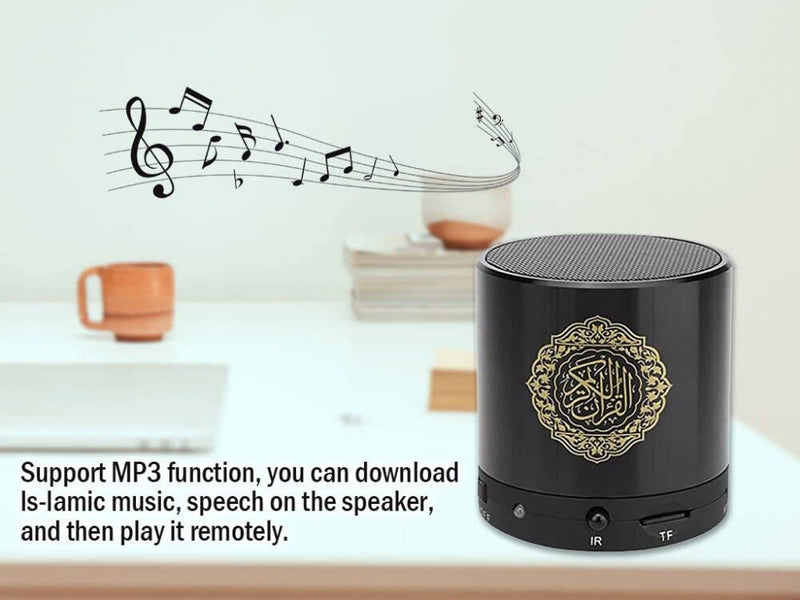 Portable Quran Speaker with Remote Control - MP3 Player, 18 Reciters & 15 Translations (Black)