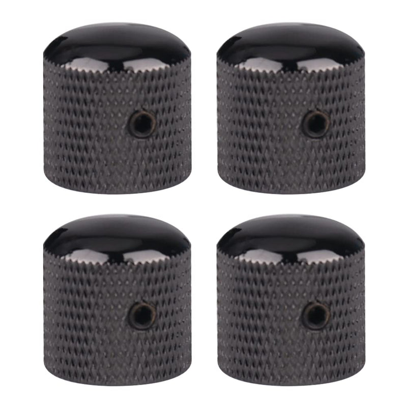 4Pcs Metal Guitar Knobs Volume Tone Control Knobs Dome Knobs with with Allen Keys Screws for Fender Telecaster Gibson Les Paul Electric Guitar Bass (Black) Black