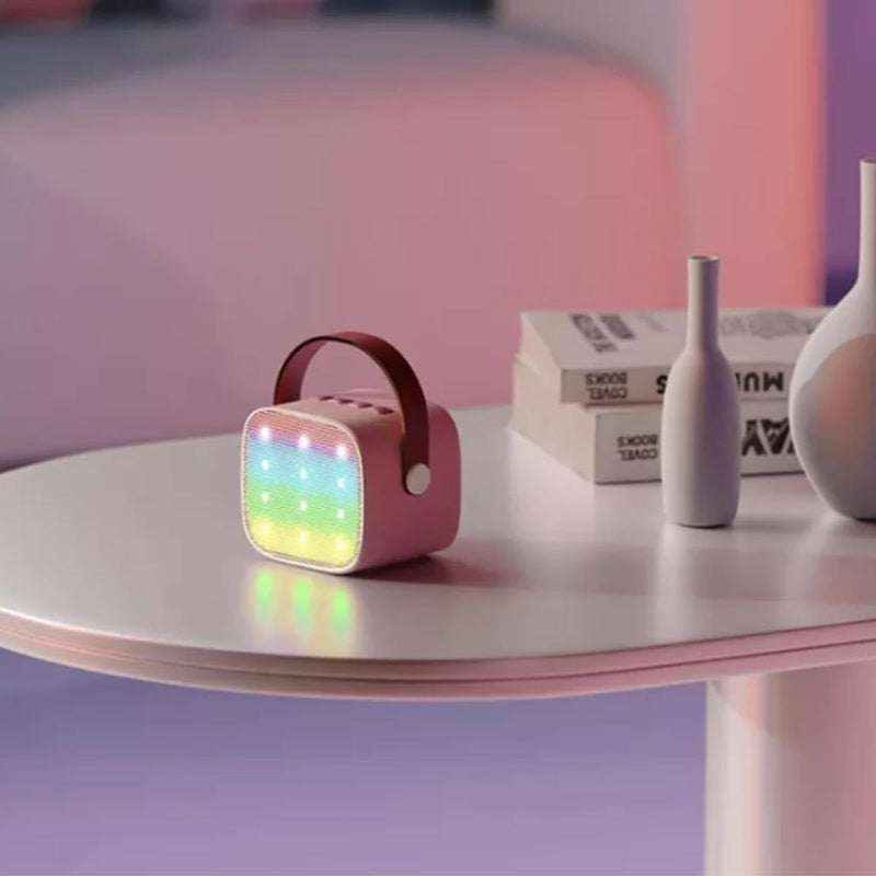 Wireless Microphone Speaker, Bluetooth Small Speaker, Suitable for Home and Outdoor, Pink