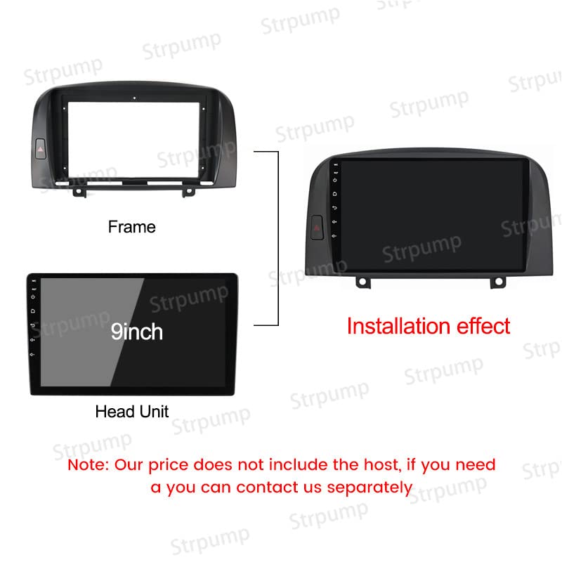 9'' Car Radio Stereo Dash Frame Fascia Bezel Panel w/Power Harness Cable Compatible for Hyundai Sonata NF 2004 05 06 07 08 Install Mount Kit