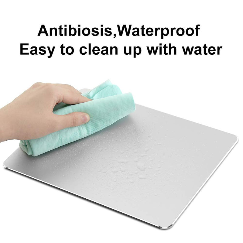 Hard Silver Metal Aluminum Mouse Pad Mat Smooth Magic Ultra Thin Double Side Mouse Mat Waterproof Fast and Accurate Control for Gaming and Office(Small 9.05X7.08 Inch) Small