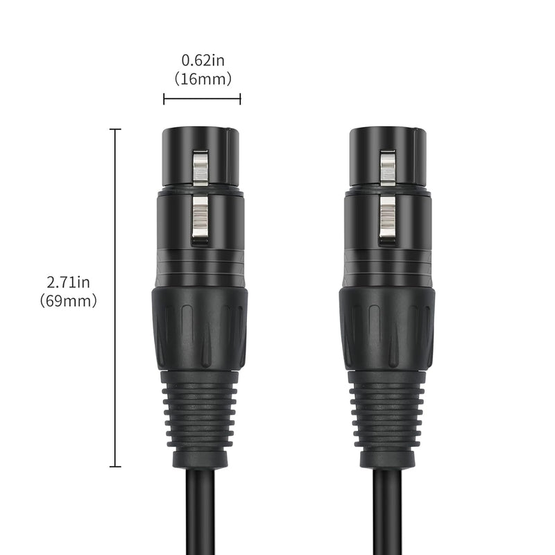 2 Pack 3 Pin XLR Female to Female Microphone Cables,25FT,Professional Balanced Audio Cable with Oxygen-Free Copper, Gold-Plated Connectors - for Studio, Stage, PA Systems 7.6M 7.6M/25FT