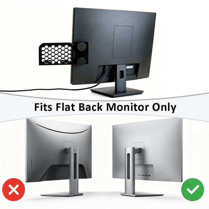 Adjustable Desktop Monitor Laptop Stand, Monitor Expansion Cellphone Bracket Side Mount Clip with Ventilation Hole, Universal Smartphone Holder for Flat Back Computer, 2 Pieces Black + White
