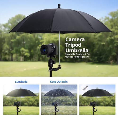 25.6" Camera Tripod Umbrella with Super Clamp for Mirrorless Camera Xbotgo 25.59"(BLACK with Super Clamp)