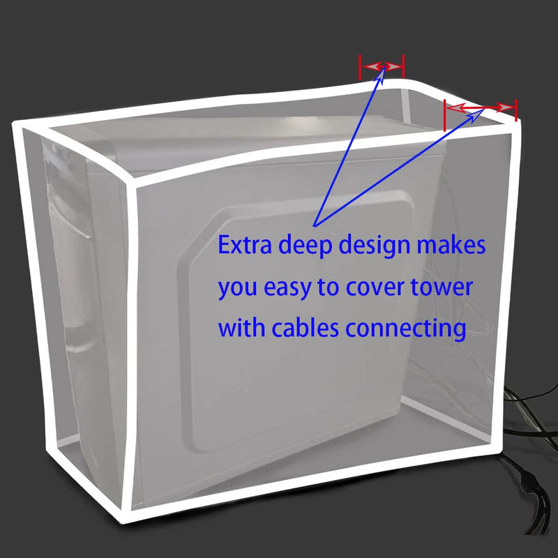 CPU Dust Cover, Computer Desktop PC Mid-Tower [Antistatic, Waterproof] Jacket Protector, PC Case, Computer Dust Cover with Adjustable Elastic Cord (8.2W x16H x20D) 8.2''W x 20''D x 16''H Black