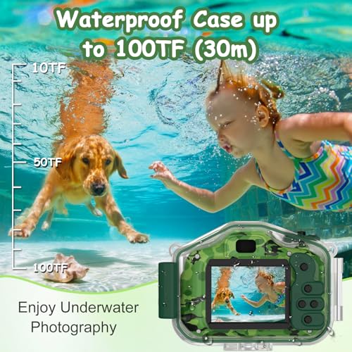 DEKER Kids Waterproof Camera, Underwater HD Digital Camcorder, Green