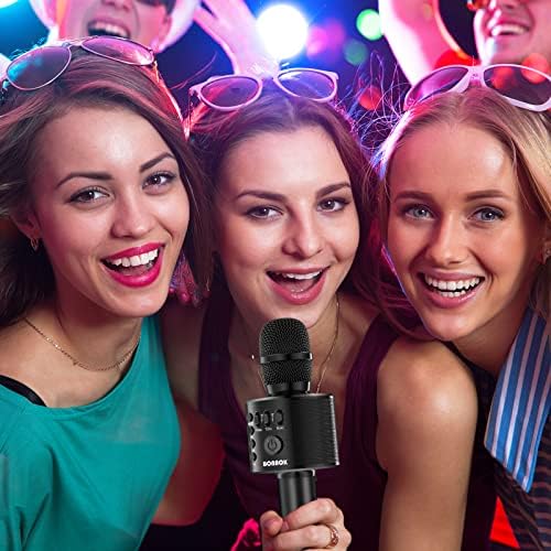 [AUSTRALIA] - BONAOK Wireless Bluetooth Karaoke Microphone,3-in-1 Portable Handheld Karaoke Mic Speaker Machine Home Party Birthday for All Smartphones Q37 (Black) Black 