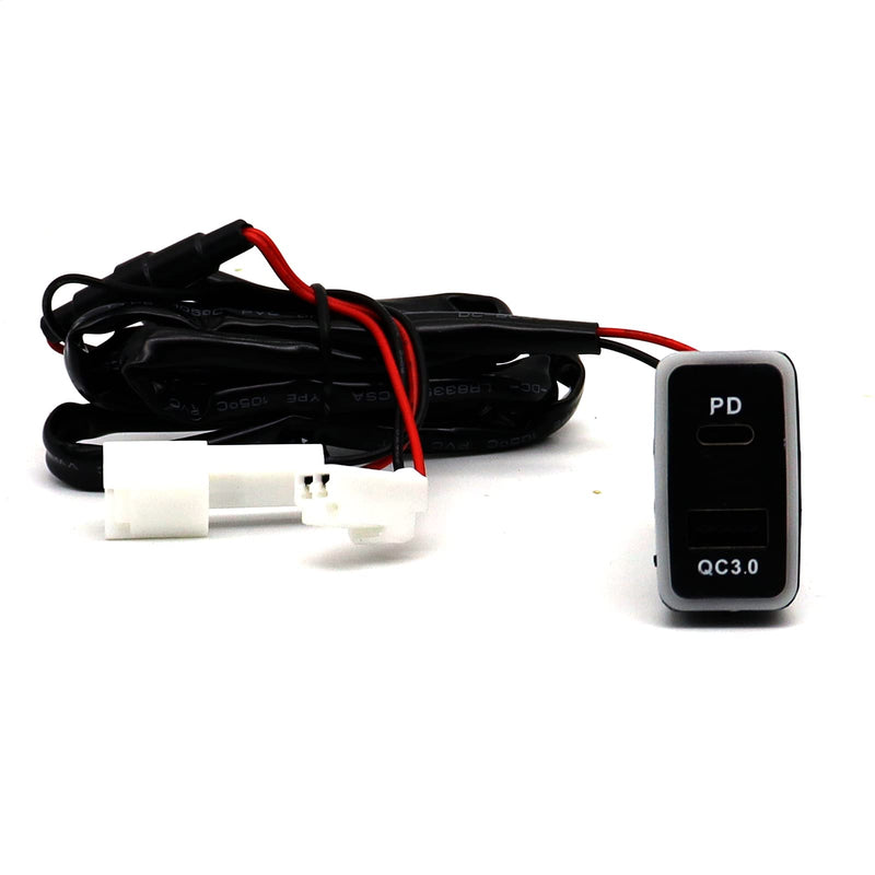 Disscool Toyota QC3.0 USB C VIGO Power Socket, 3.2A Quick Charge Car Charger USB Adapter with Blue LED Output PD for Smartphone/iPad/PDA