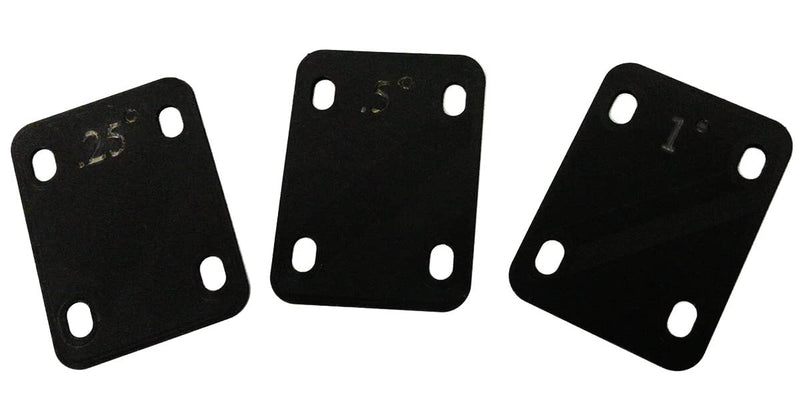 Guitar Neck Shims 3Pcs 0.25°, 0.5°, and 1°Degree Nylon Gasket for Guitar and Bass Bolt-on Neck Repair 3 x 2.2inch Black (Black)
