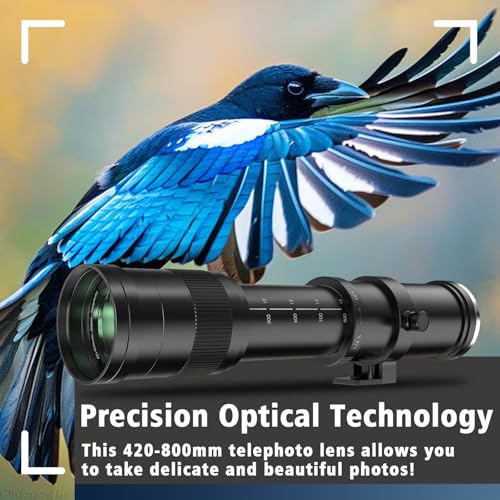 EF/EF-S 420-800mm F8.3 Telephoto Zoom Lens(MF) for Canon EOS Rebel T8i/T7i/T7/T6i/T5/T3i/T2i/XSi/SL3/SL2/T100/90D/80D/70D/50D/5D Mark IV/6D II/7D II/1D X III II-Manual Focus DSLR Cameras Lenses(Black) For Canon EF/EF-S (Black)