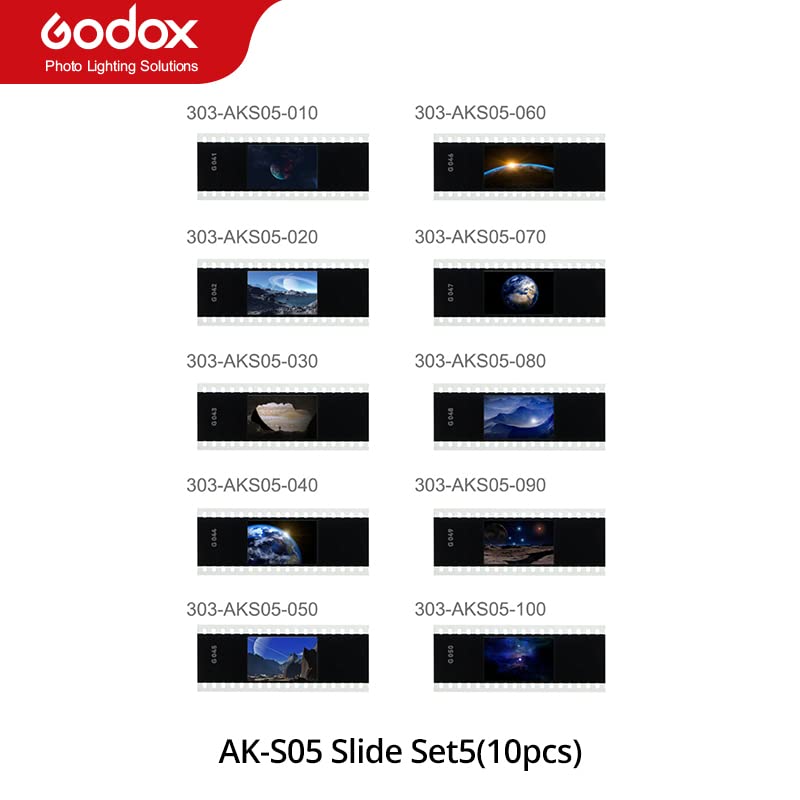 Godox AK-S05 Slide Set for AK-R21 Projector Flash Splitting Cone Nose Optical Spotter GOBO Slide Set