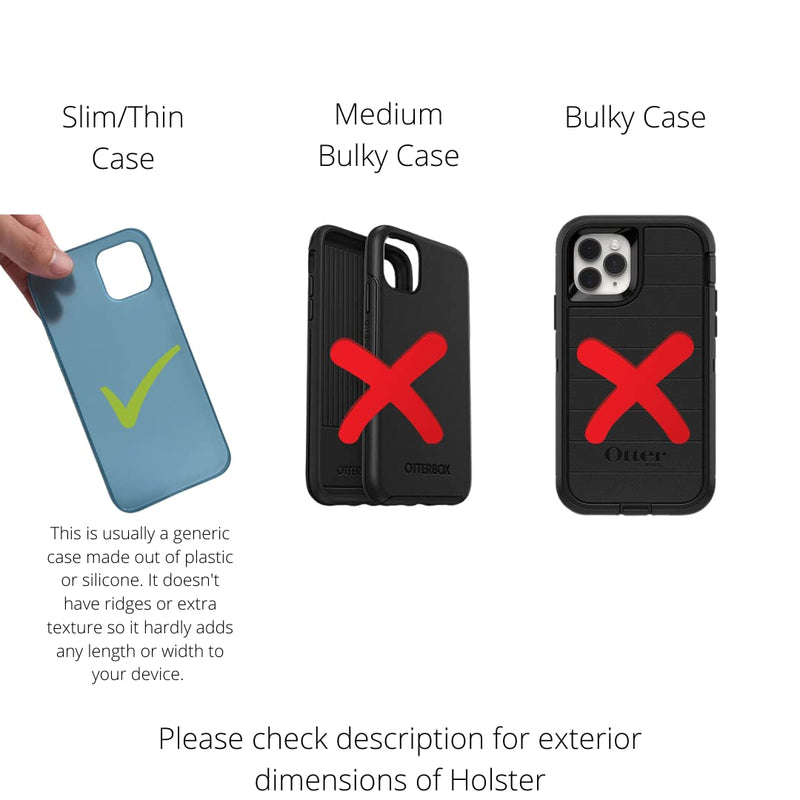 Turtleback Belt Clip Designed for iPhone 12 & 13 Mini Vertical Holster Case Black Leather Pouch with Executive Clip, Small Vertical - Leather w/ Leather Clip
