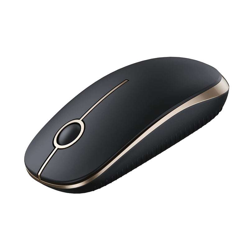 VssoPlor Wireless Mouse, 2.4G Slim Portable Computer Mice with Nano Receiver for Notebook, PC, Laptop, Computer (Black and Gold) Black and Gold