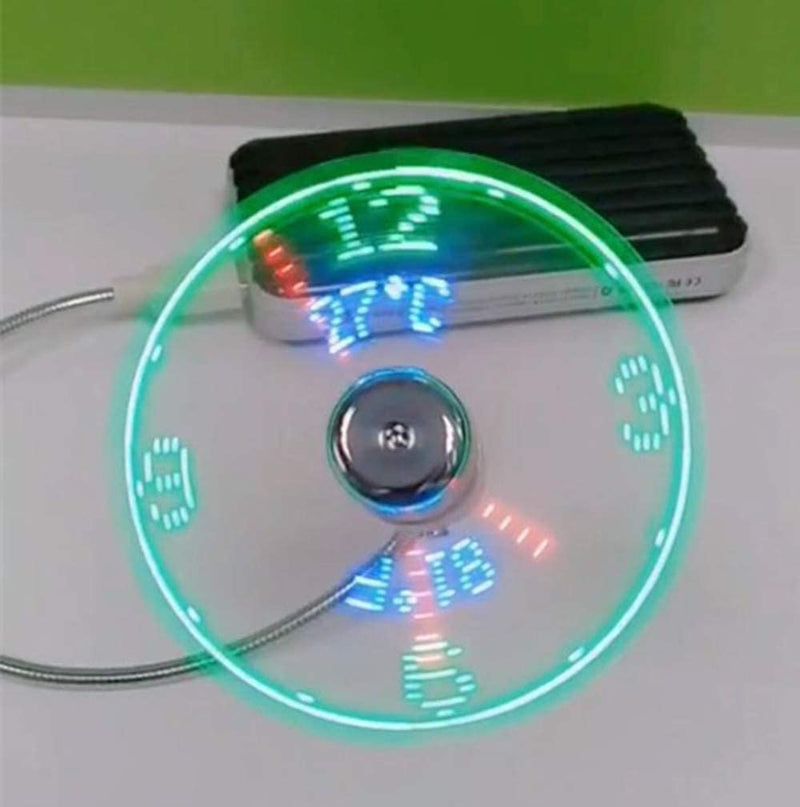 New USB Clock Fan with Real Time Clock and Temperature Display Function,Silver,1 Year Warranty (Temperature and Clock)