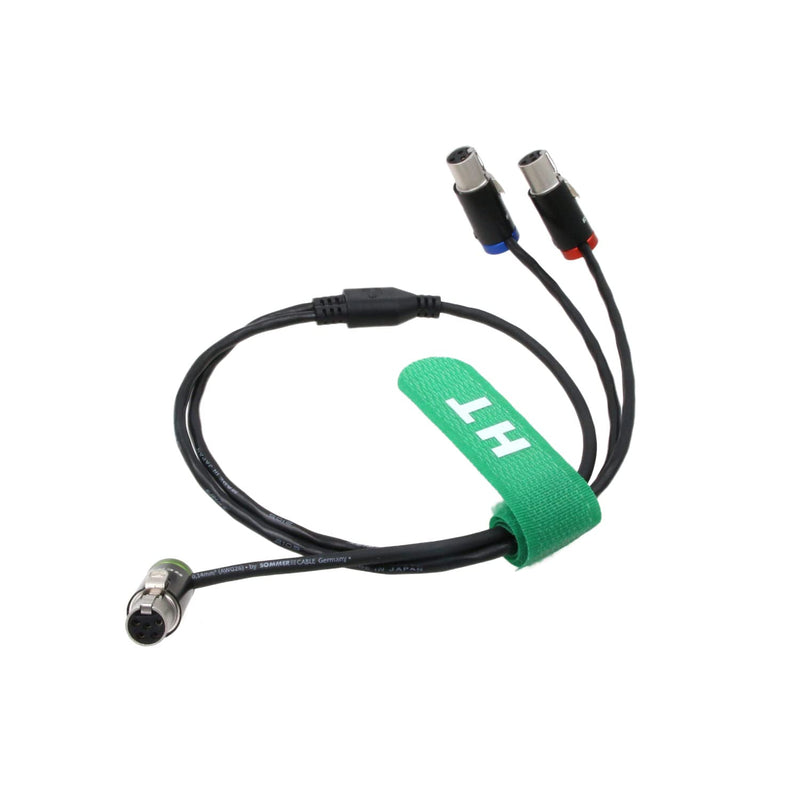Audio Y Cable for Zaxcom QRX200 Lectrosonics SRc5P Receiver to Camera Mixer Recorder, Low-Profile TA5F to TA3F 20"