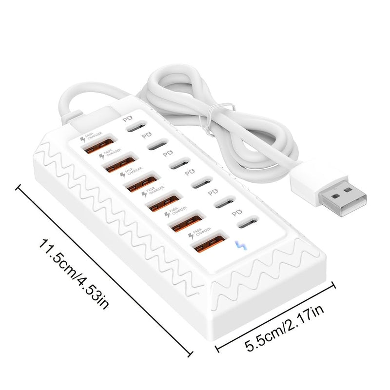 12-Port USB Hub, Compact Multi-Device Interface Station for Laptops, Tablets and Electronics Home Office Use